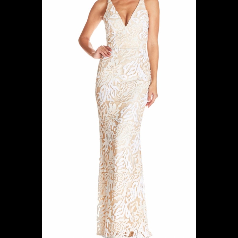 Dress the population size small neutral beaded gown